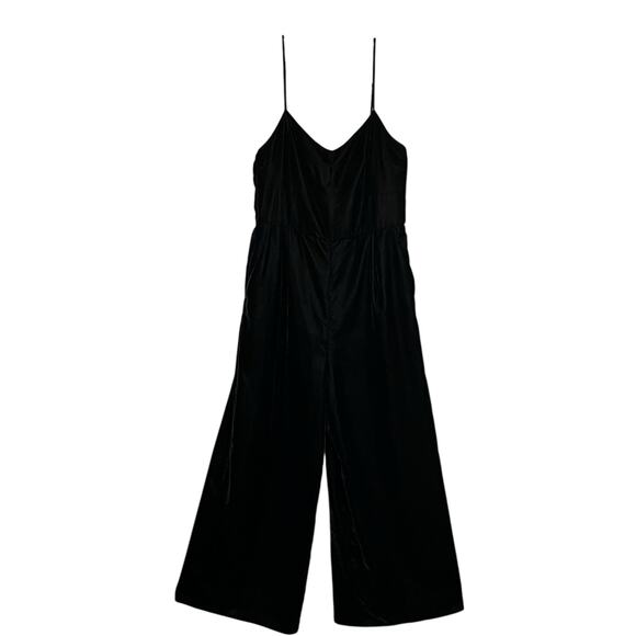 J Crew Cropped Velvet Jumpsuit Pockets Spaghetti Straps Holiday Size 0 (3026) - Picture 2 of 13
